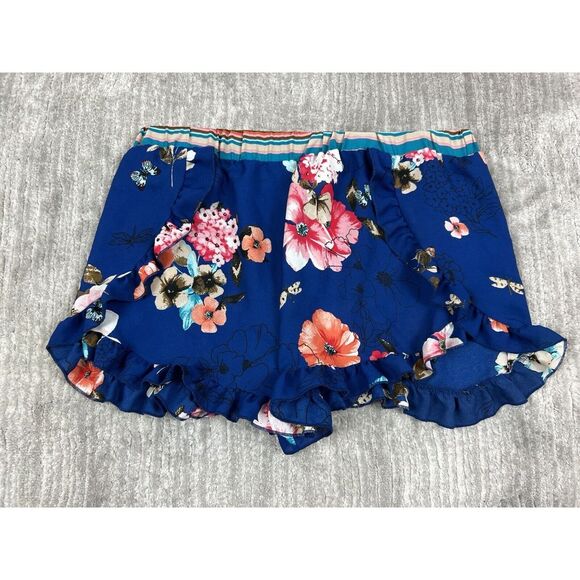 Meraki Shorts Juniors‎ Extra Large Blue Floral Stretch Waist - Picture 1 of 11